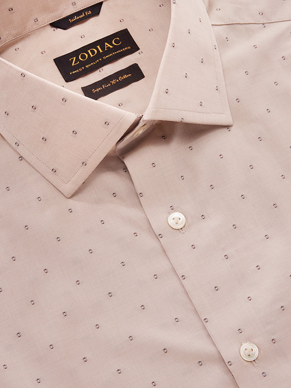 Dorzano Sand Solid Full Sleeve Single Cuff Tailored Fit Semi Formal Super Fine Cotton Shirt