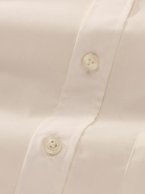 Easy Care Cream Solid Full Sleeve Single Cuff Tailored Fit Classic Formal Cotton Blend Shirt