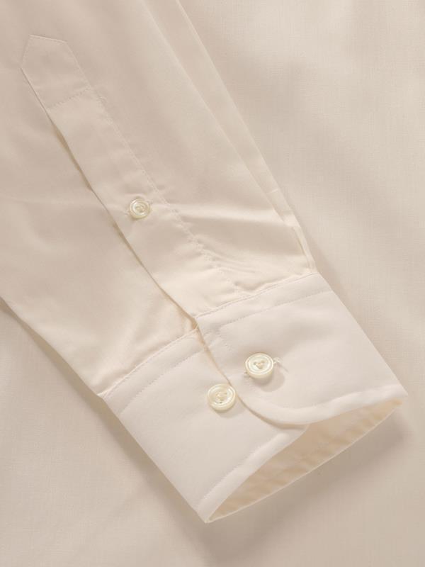 Easy Care Cream Solid Full Sleeve Single Cuff Tailored Fit Classic Formal Cotton Blend Shirt