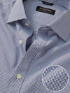 Easy Care Navy Check Full Sleeve Single Cuff Classic Fit Semi Formal Dark Cotton Blend Shirt