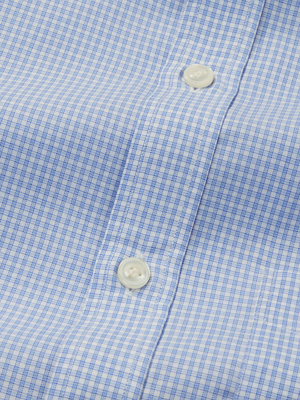 Easy Care Sky Check Full Sleeve Single Cuff Classic Fit Classic Formal Cotton Blend Shirt