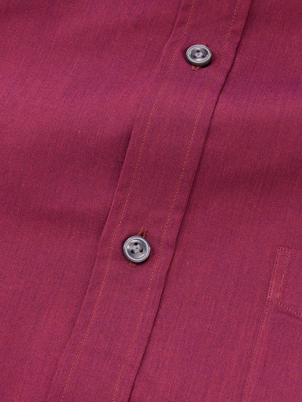 Easy Care Maroon Solid Full Sleeve Single Cuff Classic Fit Classic Formal Cotton Blend Shirt