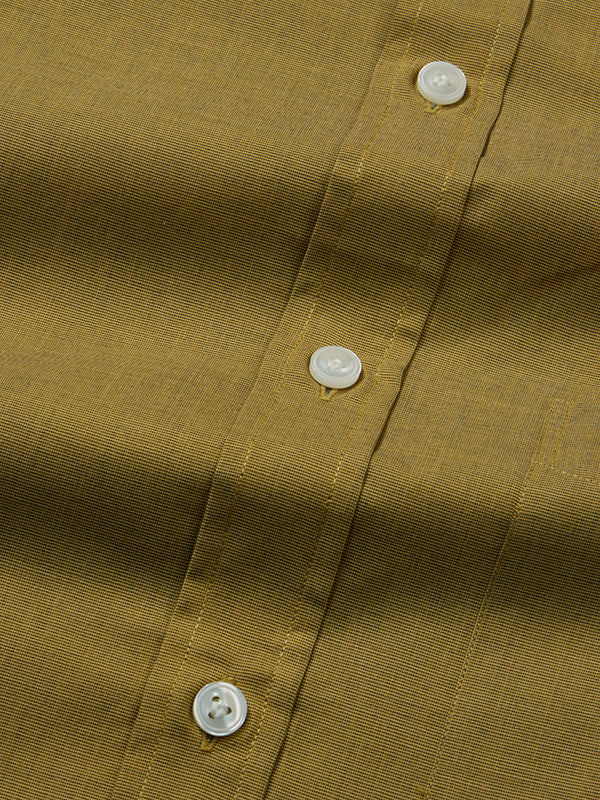 Easy Care Ochre Solid Full Sleeve Single Cuff Classic Fit Semi Formal Dark Cotton Blend Shirt