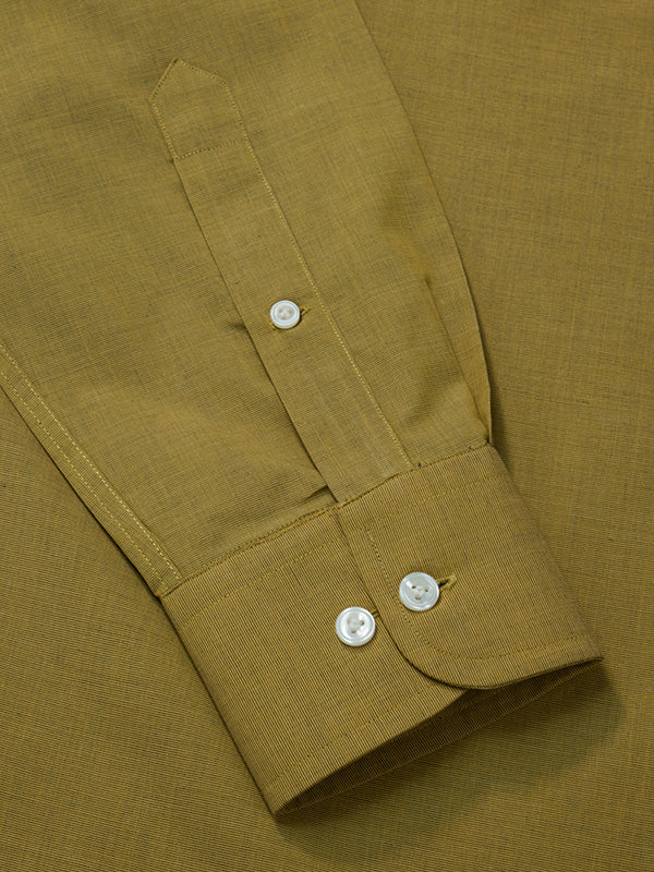 Easy Care Ochre Solid Full Sleeve Single Cuff Classic Fit Semi Formal Dark Cotton Blend Shirt