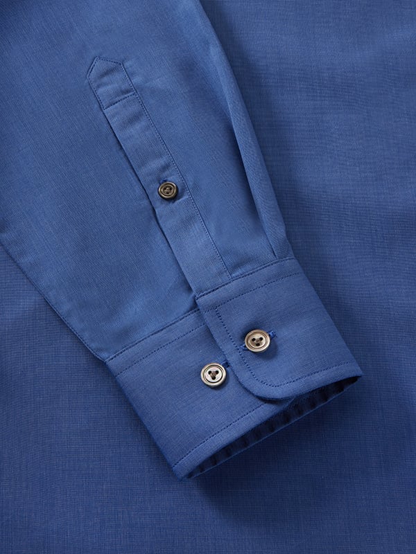 Fil A Fil Ink Solid Full Sleeve Single Cuff Tailored Fit Semi Formal Dark Cotton Without Pocket Shirt