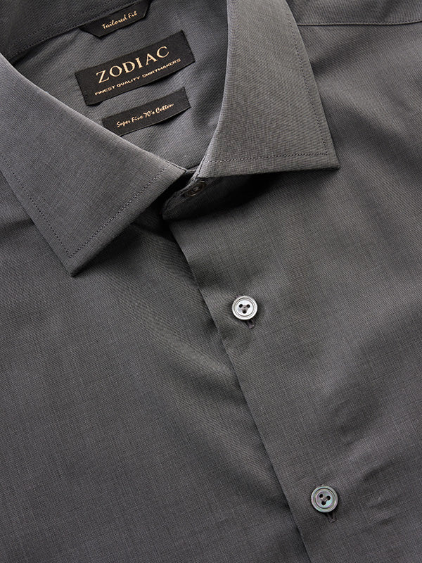 Fil A Fil Black Solid Full Sleeve Single Cuff Tailored Fit Semi Formal Dark Cotton Without Pocket Shirt