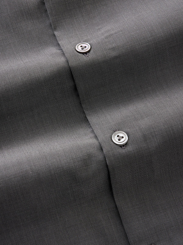 Fil A Fil Black Solid Full Sleeve Single Cuff Tailored Fit Semi Formal Dark Cotton Without Pocket Shirt