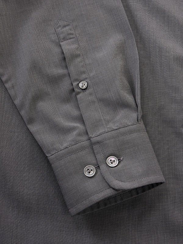 Fil A Fil Black Solid Full Sleeve Single Cuff Tailored Fit Semi Formal Dark Cotton Without Pocket Shirt