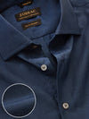 Fil A Fil Navy Solid Full Sleeve Single Cuff Tailored Fit Semi Formal Dark Cotton Without Pocket Shirt