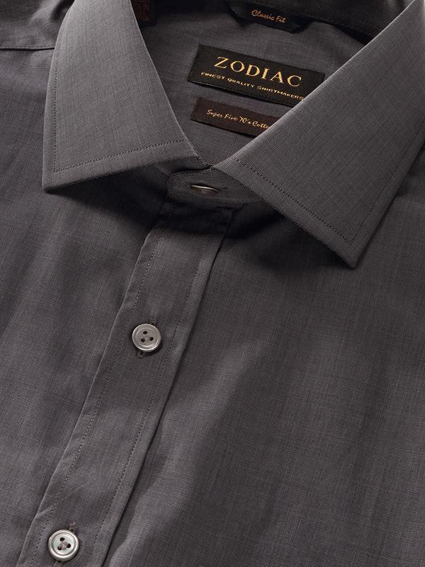 Fil A Fil Black Solid Half Sleeve Classic Fit Dark Semi Formal Cotton Shirt