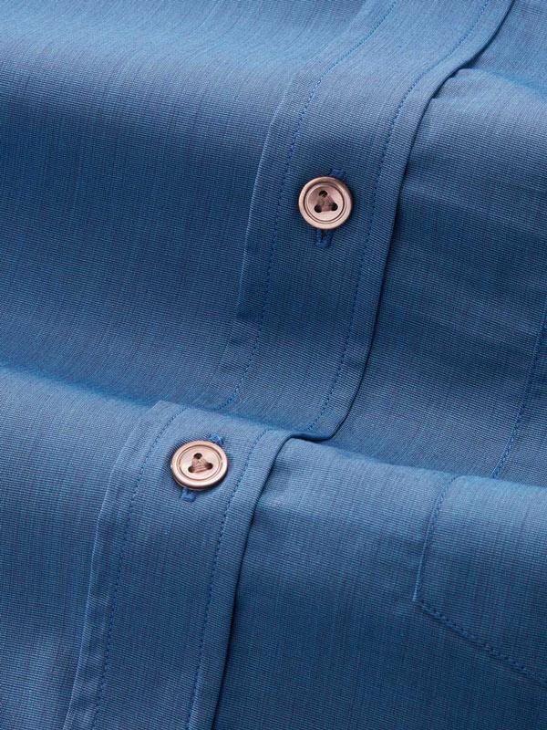 Fil A Fil Teal Solid Full Sleeve Single Cuff Classic Fit Dark Semi Formal Cotton Shirt