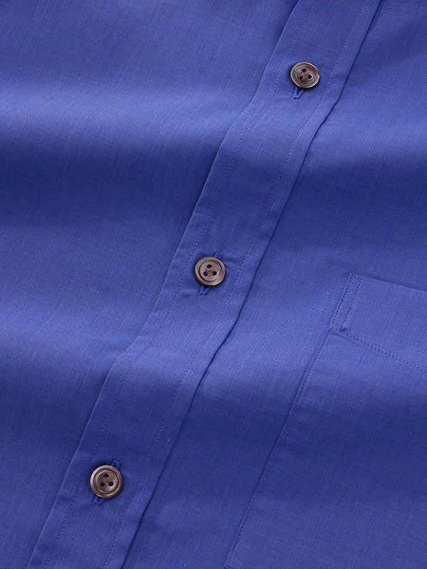 Fil A Fil Ink Solid Full Sleeve Single Cuff Classic Fit Semi Formal Dark Cotton Shirt