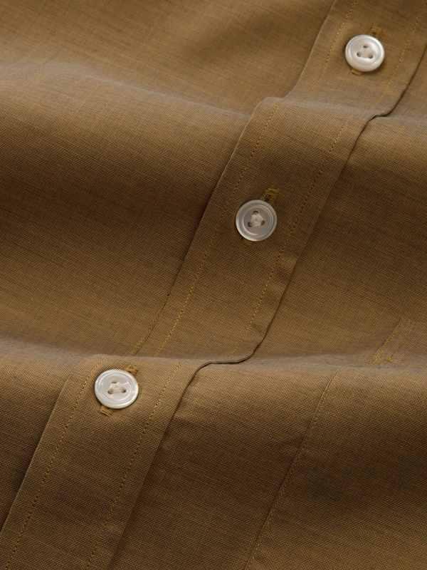Fil A Fil Ochre Solid Full Sleeve Single Cuff Classic Fit Dark Semi Formal Cotton Shirt