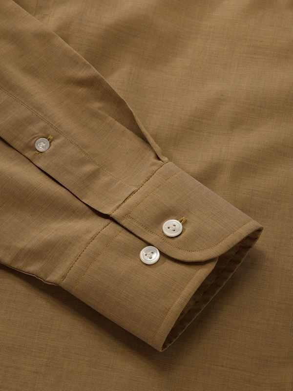 Fil A Fil Ochre Solid Full Sleeve Single Cuff Classic Fit Dark Semi Formal Cotton Shirt