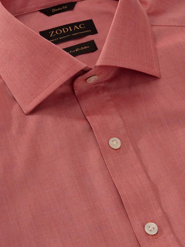 Fil A Fil Red Solid Full Sleeve Single Cuff Classic Fit Semi Formal Cotton Evening Shirt