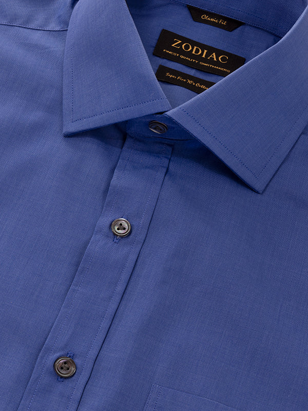 Fil A Fil Ink Solid Full Sleeve Single Cuff Classic Fit Dark Semi Formal Cotton Shirt