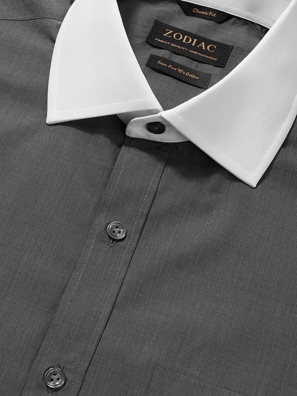 Fil A Fil Black Solid Full Sleeve Double Cuff Classic Fit Dark Semi Formal Cotton Shirt