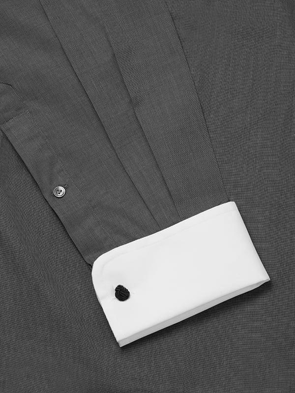 Fil A Fil Black Solid Full Sleeve Double Cuff Classic Fit Dark Semi Formal Cotton Shirt
