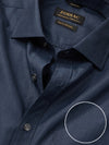 Fil A Fil Navy Solid Full Sleeve Single Cuff Classic Fit Dark Semi Formal Cotton Shirt
