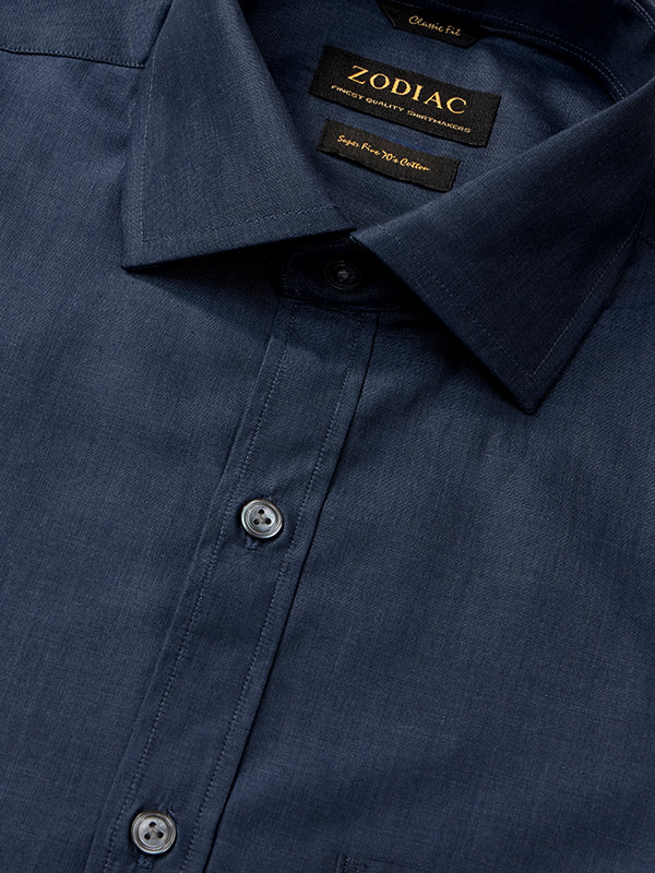 Buy Fil A Fil Navy Solid Full Sleeve Single Cuff Classic Fit Semi