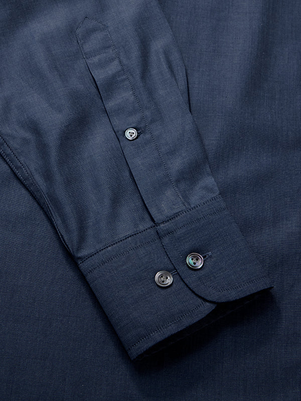 Buy Fil A Fil Navy Solid Full Sleeve Single Cuff Classic Fit Semi