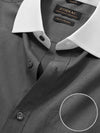 Fil A Fil Black Solid Full Sleeve Single Cuff Classic Fit Dark Semi Formal Cotton Shirt