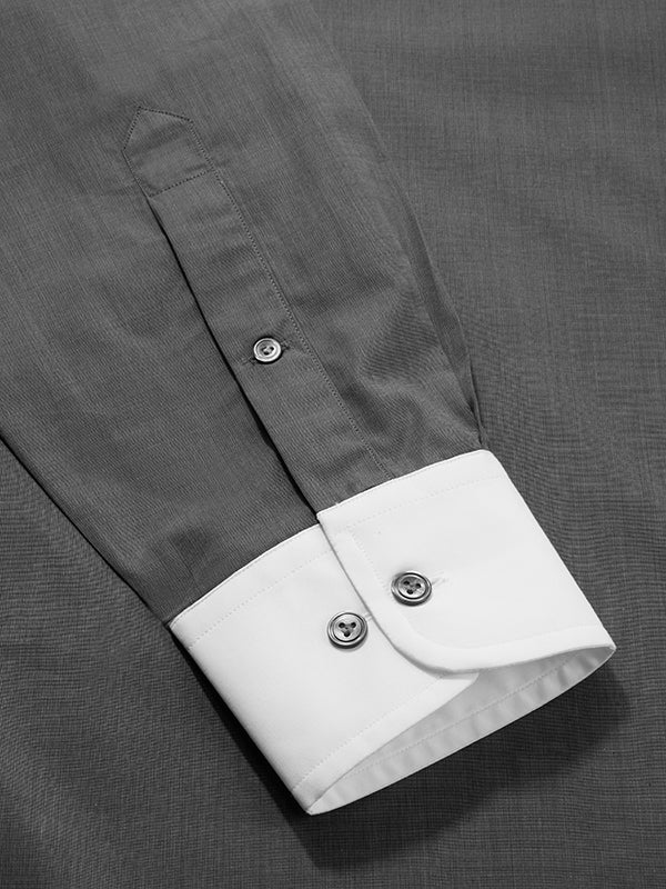 Fil A Fil Black Solid Full Sleeve Single Cuff Classic Fit Dark Semi Formal Cotton Shirt