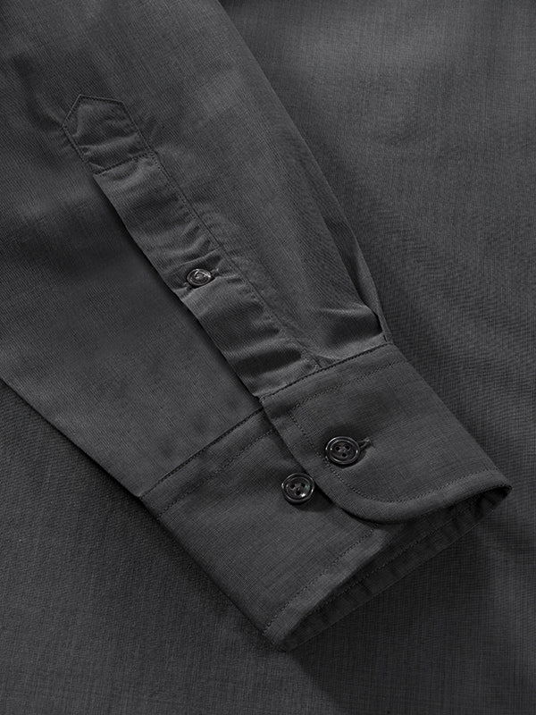 Fil A Fil Black Solid Full Sleeve Single Cuff Classic Fit Semi Formal Cotton Shirt