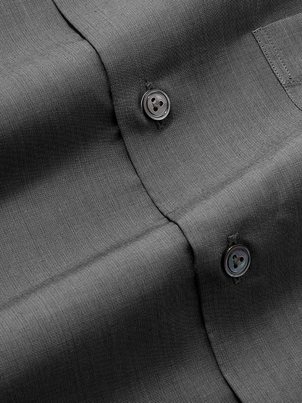 Fil A Fil Black Solid Full Sleeve Single Cuff Tailored Fit Dark Semi Formal Cotton Shirt