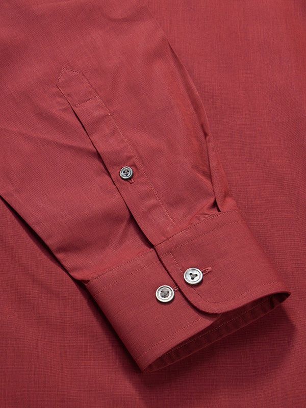 Fil A Fil Maroon Solid Full Sleeve Single Cuff Tailored Fit Dark Semi Formal Cotton Shirt