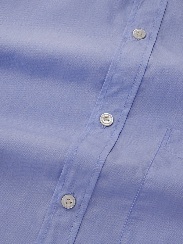 Fil A Fil Sky Solid Full Sleeve Double Cuff Tailored Fit Classic Formal Cotton Without Pocket Shirt