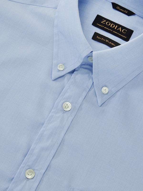 Fil A Fil Sky Solid Full Sleeve Single Cuff Classic Fit Classic Formal Cotton Shirt