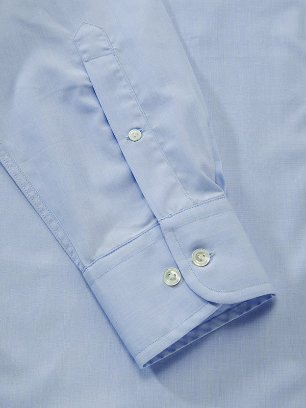 Fil A Fil Sky Solid Full Sleeve Single Cuff Classic Fit Classic Formal Cotton Shirt