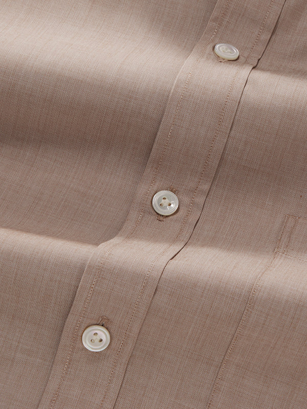 Fil A Fil Sand Solid Full Sleeve Single Cuff Classic Fit Classic Formal Cotton Shirt