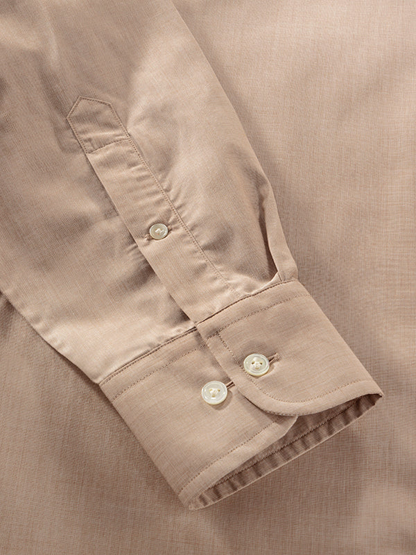 Fil A Fil Sand Solid Full Sleeve Single Cuff Classic Fit Classic Formal Cotton Shirt
