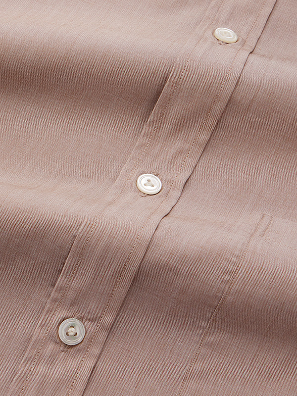 Fil A Fil Sand Solid Full Sleeve Single Cuff Classic Fit Classic Formal Cotton Shirt