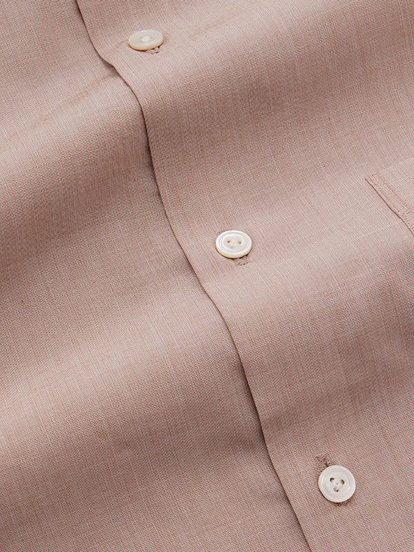 Fil A Fil Sand Solid Full Sleeve Double Cuff Tailored Fit Classic Formal Cotton Shirt