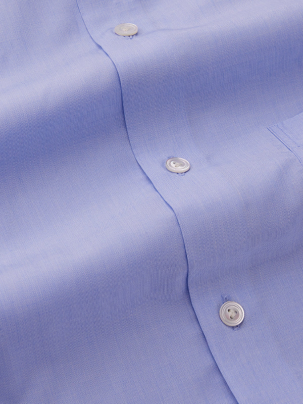 Fil A Fil Sky Solid Full Sleeve Double Cuff Tailored Fit Classic Formal Cotton Shirt