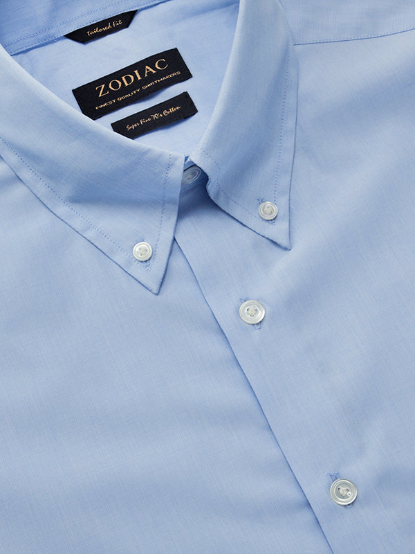 Fil A Fil Sky Solid Full Sleeve Single Cuff Tailored Fit Classic Formal Cotton Without Pocket Shirt