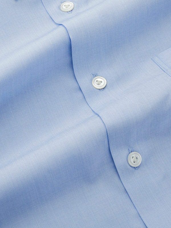 Fil A Fil Sky Solid Full Sleeve Single Cuff Tailored Fit Classic Formal Cotton Without Pocket Shirt