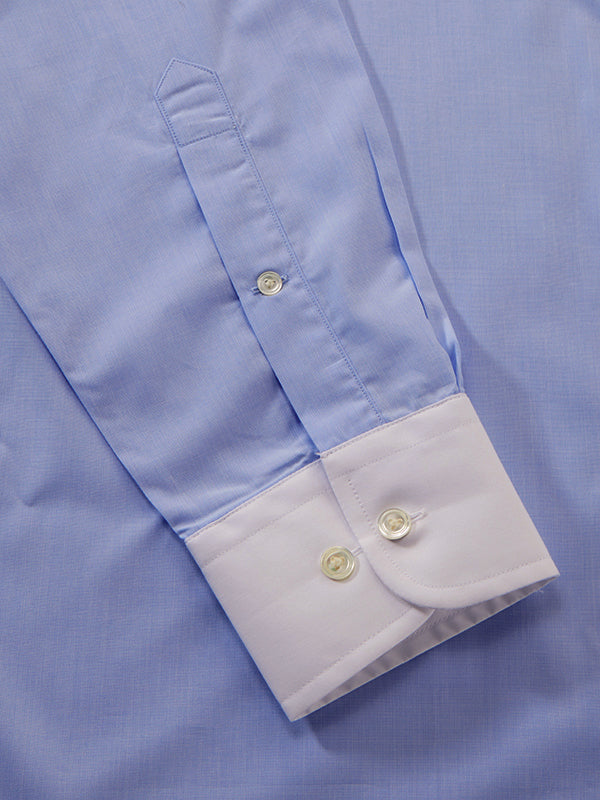 Fil A Fil Sky Solid Full Sleeve Single Cuff Tailored Fit Classic Formal Cotton Without Pocket Shirt