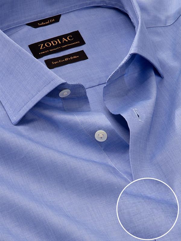 Fil A Fil Sky Solid Full Sleeve Single Cuff Tailored Fit Classic Formal Cotton Shirt