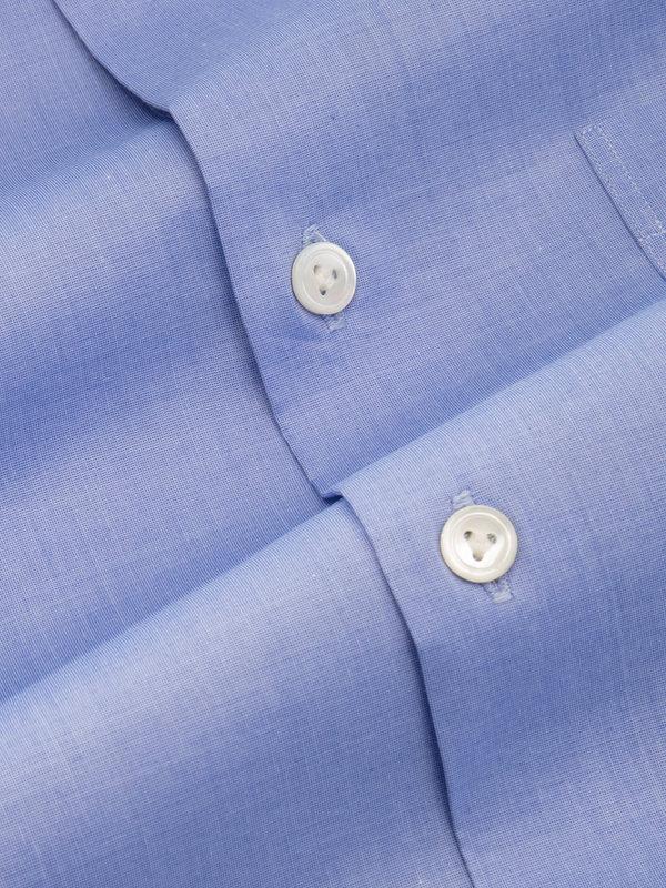 Fil A Fil Sky Solid Full Sleeve Single Cuff Tailored Fit Classic Formal Cotton Shirt