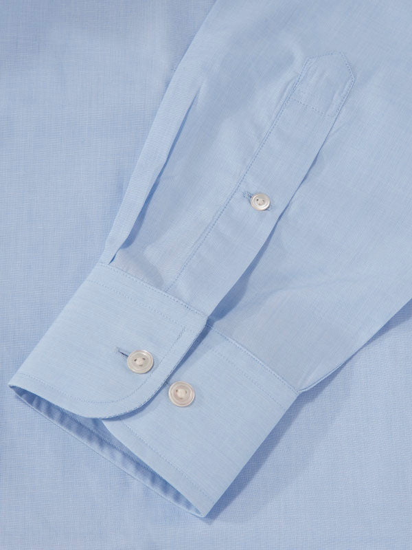 Fil A Fil Sky Solid Full Sleeve Single Cuff Classic Fit Classic Formal Cotton Shirt