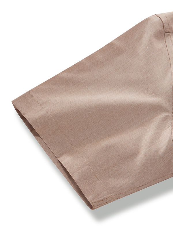 Fil A Fil Sand Solid Half Sleeve Classic Fit Semi Formal Cotton Shirt