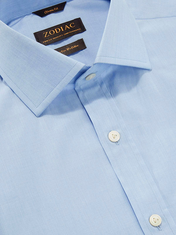 Fil A Fil Sky Solid Half Sleeve Classic Fit Semi Formal Cotton Shirt