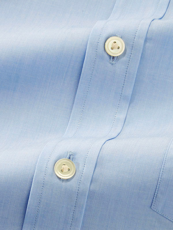Fil A Fil Sky Solid Half Sleeve Classic Fit Semi Formal Cotton Shirt