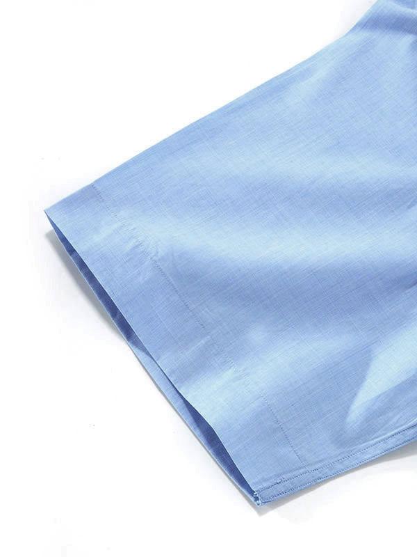 Fil A Fil Sky Solid Half Sleeve Classic Fit Semi Formal Cotton Shirt