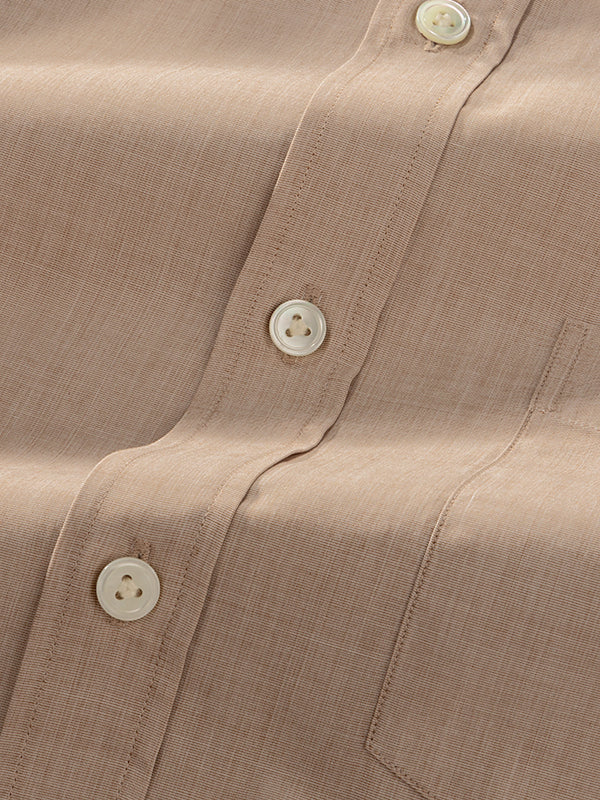 Fil A Fil Sand Solid Full Sleeve Single Cuff Classic Fit Classic Formal Cotton Shirt