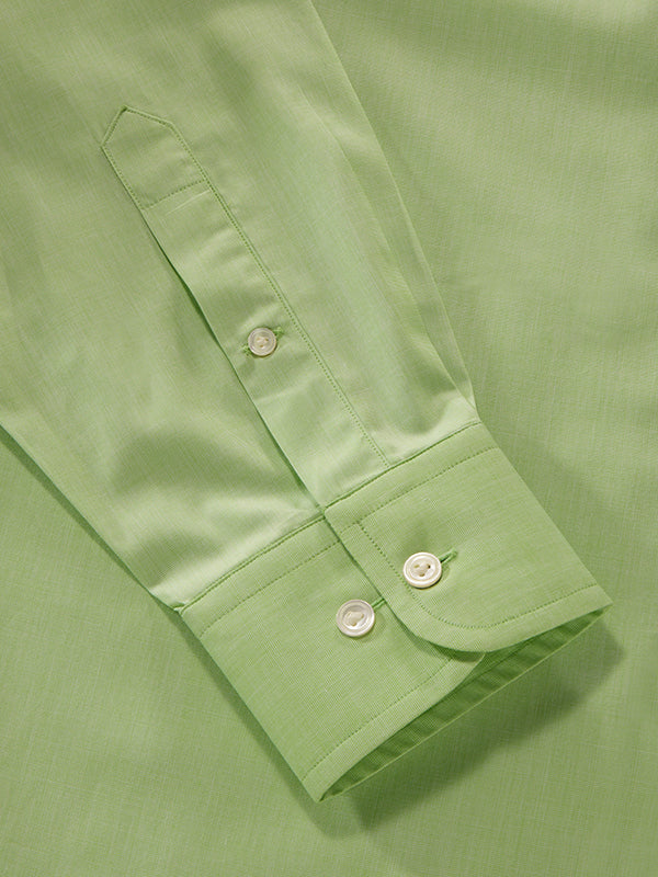 Fil A Fil Green Solid Full Sleeve Single Cuff Classic Fit Semi Formal Cotton Shirt